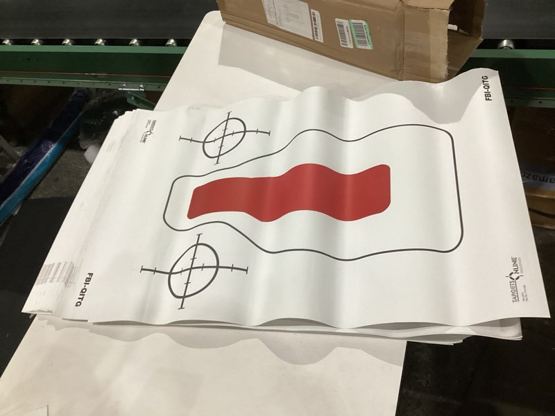 Condition photo showing Good Condition for fbi-qitg training qualification center mass silhouette target 23" x 35" red black on heavy white paper 100 pack