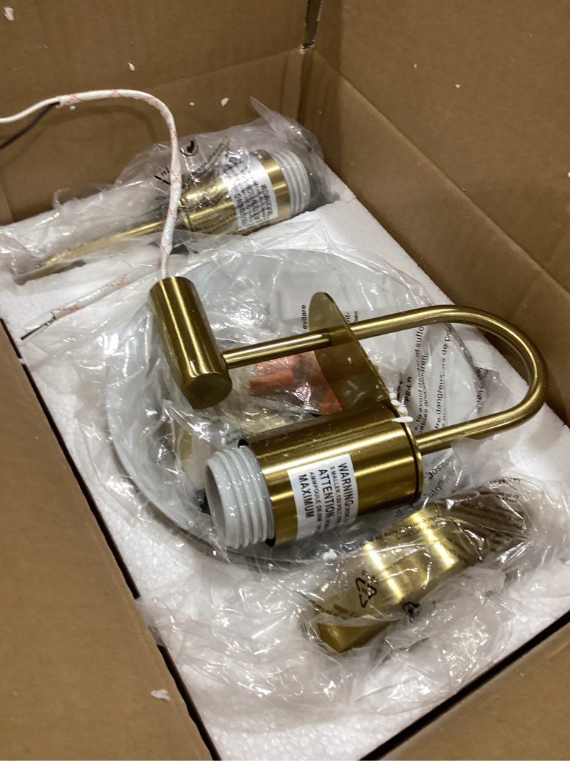 Condition photo showing As Is for WILON Gold Wall Sconces Set of Two Indoor Wall Lights with E26 Base Industrial Gooseneck Barn Wall Lamp Modern Brass Wall Sconce Light for Bedroom Living Room Kitchen Sink Bedside Bathroom Brass Gold Set of 2