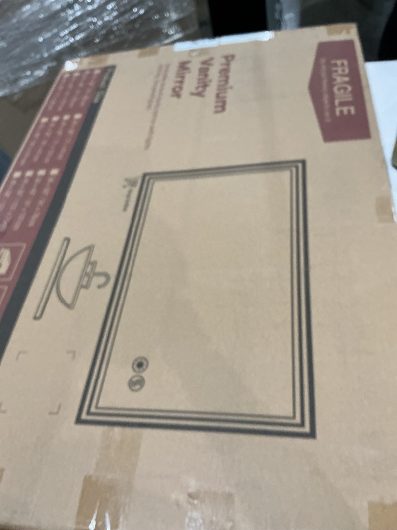 Condition photo showing Good Condition for 24“ x 36” led bathroom mirror with lights front and backlit anti-fog dimmable 3 colors led mirror for bathroom memory function smart mirror wall mounted horizontal/vertical etl listed 24"l x 36"w