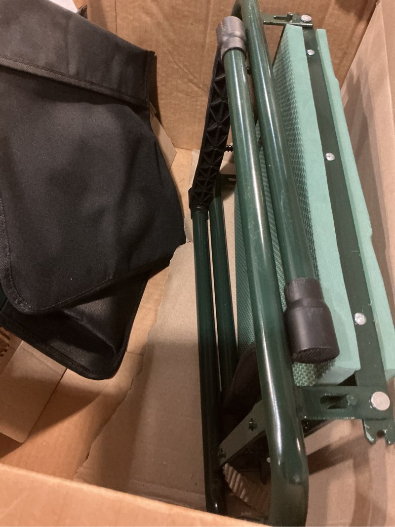 Condition photo showing Good Condition for tomcare garden kneeler and seat 10.64” wider larger soft kneeling pad garden bench with 2 large tool pouches heavy duty garden stool foldable tools gardening gifts for women men gardeners green 10.64" extra-wide kneeling pad