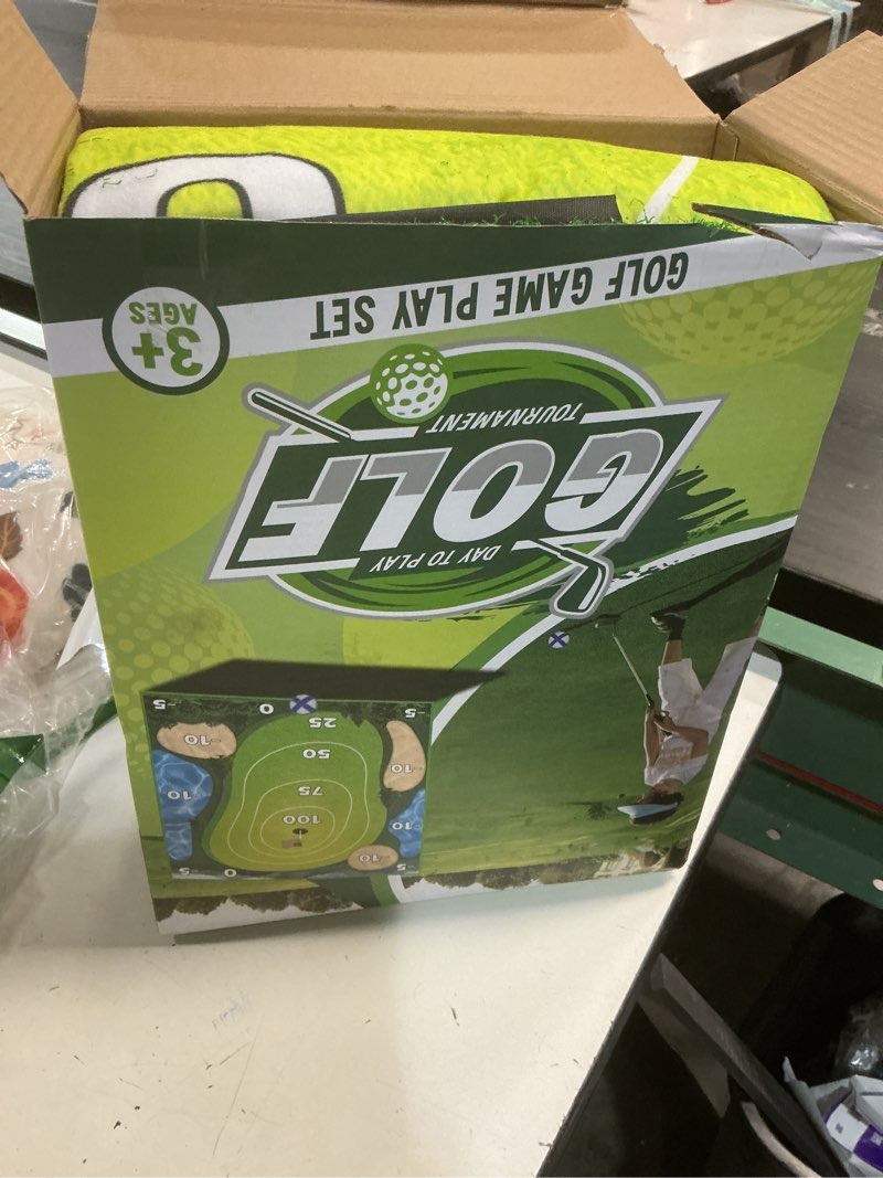 Condition photo showing New/Like New for Golf Chipping Game 70"x70" Double Sided Golf Game Practice Mat Kits with 20 Sticky Balls, 1 Portable Storage Bag Starting Games Anytime, Ideal Birthdays for Kids Adults(No Club)