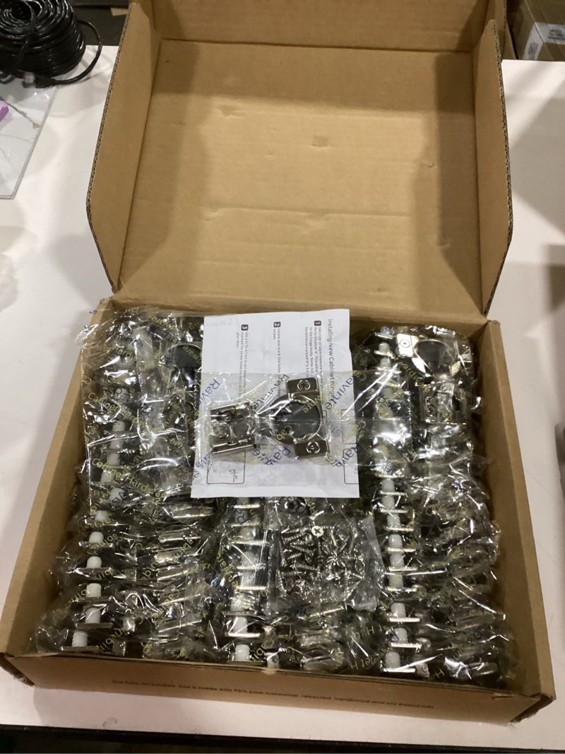 Condition photo showing New/Like New for Ravinte 60 Pack (30 Pairs) 1/2 Inch Overlay Soft Close Hinges for Kitchen Cabinets - Satin Nickel Hidden Concealed Hinge, Stainless Steel, Self Closing 60 1/2 inch Overlay