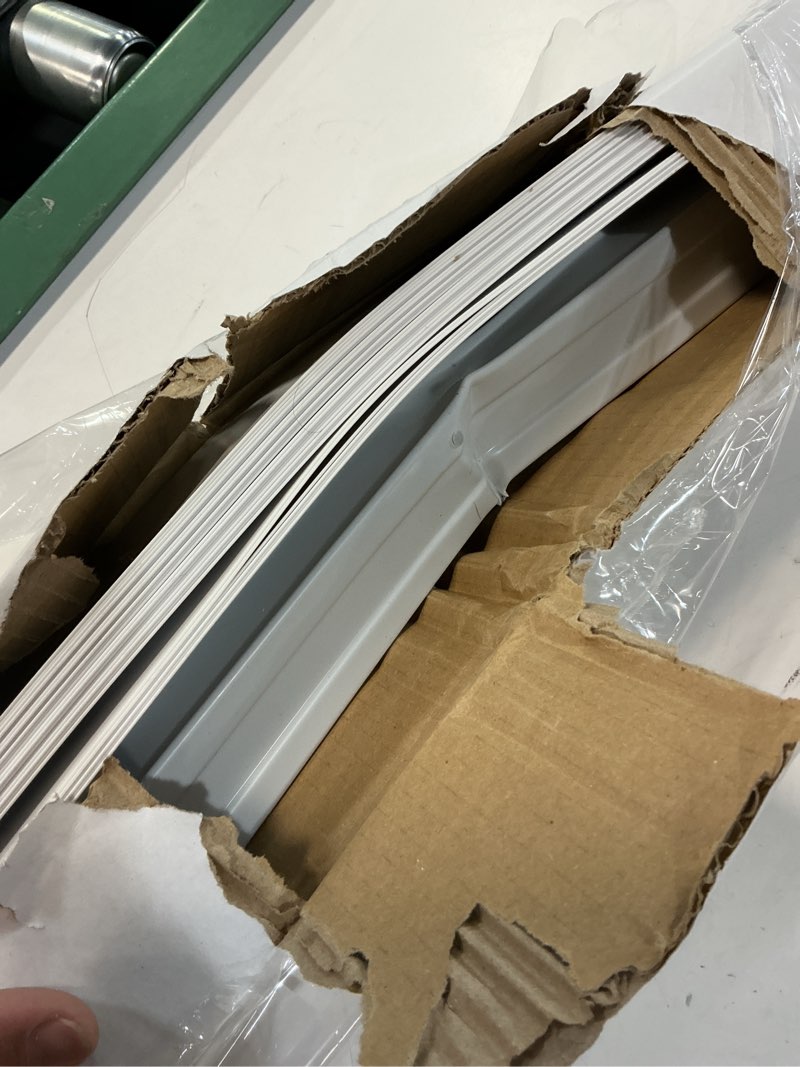Condition photo showing As Is for project source light filtering vertical 3.5-in slat width 78-in x 84-in cordless white vinyl light filtering vertical blinds