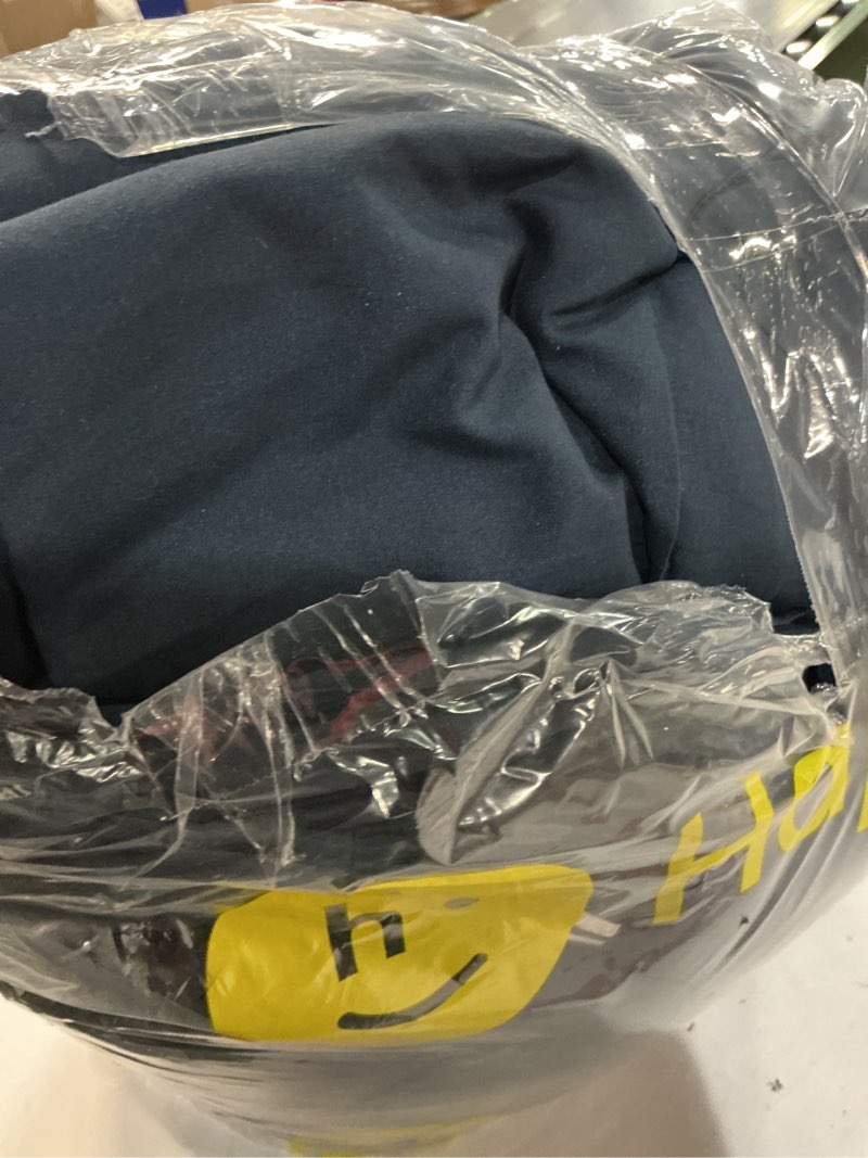 Condition photo showing As Is for cozylux king size comforter set with sheets - 7 pieces navy blue plaid bed in a bag set, soft bed set king bedding sets with quilted comforter, flat sheet, fitted sheet, pillowcases & pillow shams navy blue king