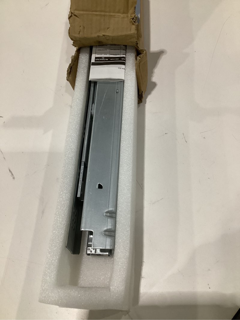 Condition photo showing As Is for undermount drawer slides 21 inch (1 pair), full extension soft close concealed drawer runners, come with mounting screws and brackets, 1 pair 21 inch 1