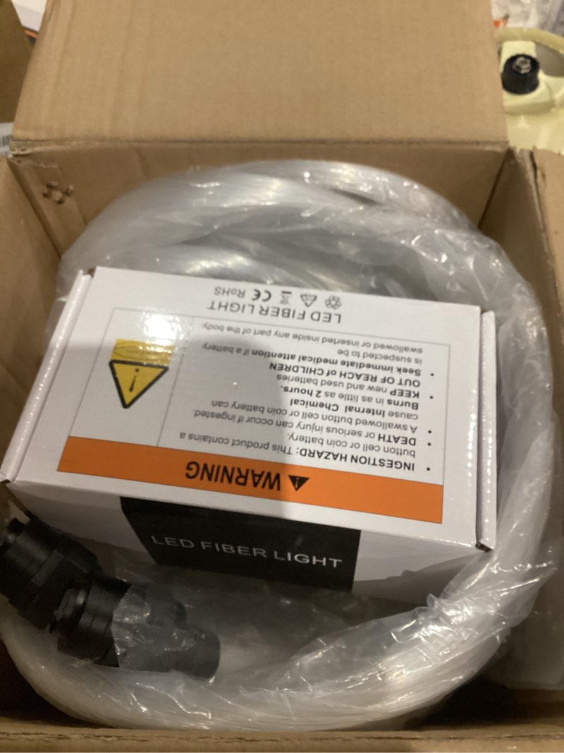 Condition photo showing As Is for AMKI Updated 4Color Twinkle 36w Starlight Headliner Kits 800pcs 0.03in 13.1ft Fiber Optic Light Cable 4 Ports Starlight Box App/Remote Control Sound Mode for Car Home Ceiling Decoration 800pcs*0.03in*13.1ft