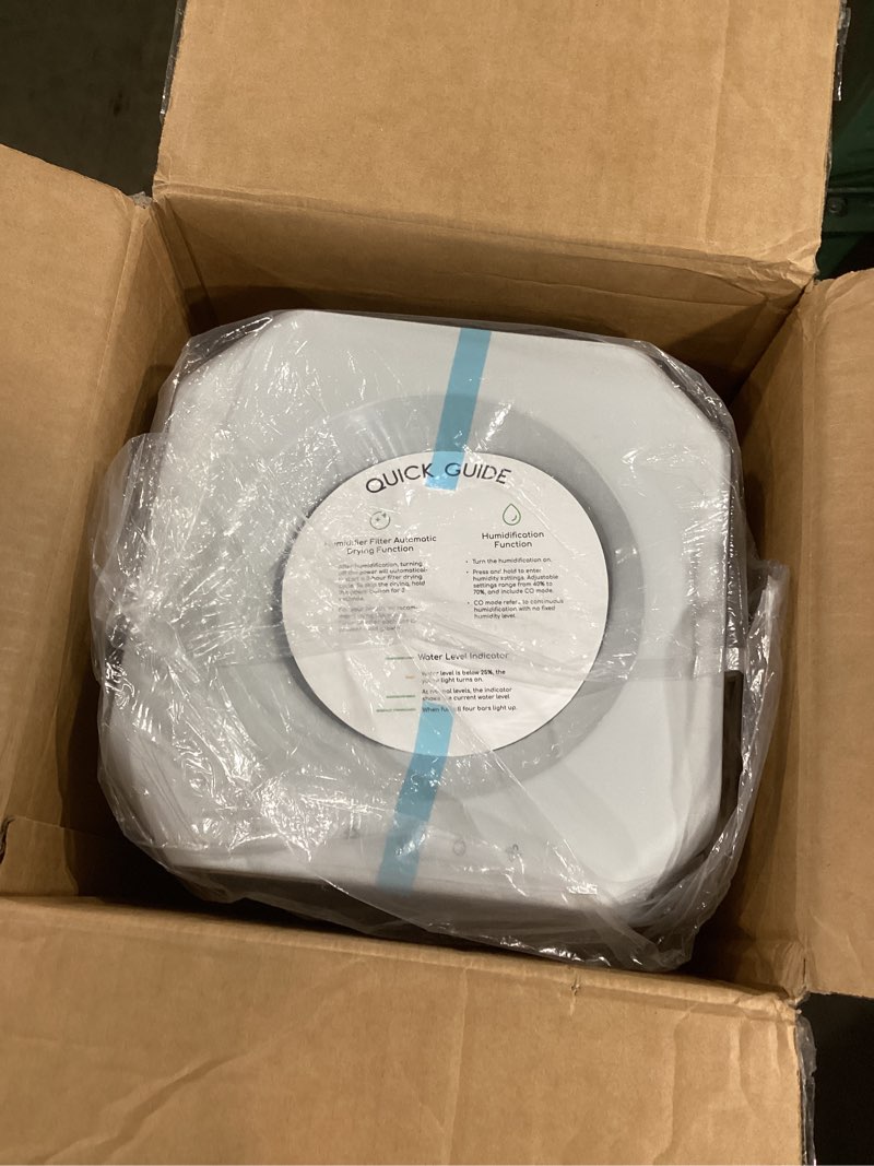 Condition photo showing As Is for Afloia Humidifier for Bedroom Large Room - Mist Free Evaporative 2 in 1 Humidifier and Air Purifier in One Combo for Home with Top Fill 5L Tank/Humidity&Air Quality Sensor/2-24H Timer Grey