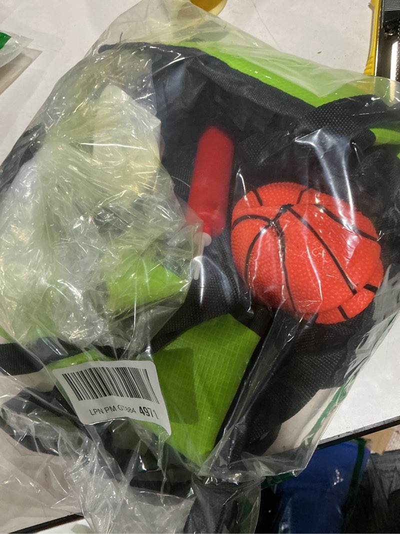 Condition photo showing Good Condition for trampoline basketball hoop set, trampoline basketball hoop attachment waterproof basketball goal for trampoline soft basketball game accessories for all ages basketball lovers green