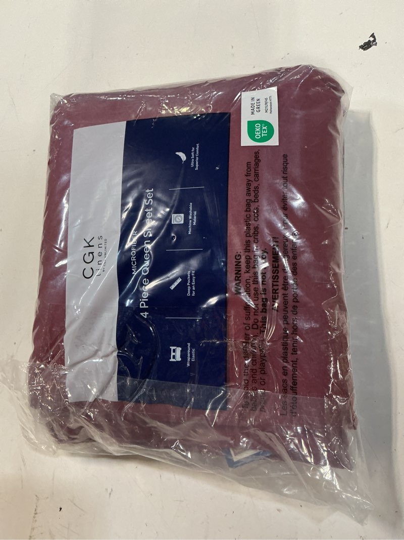 Condition photo showing New/Like New for queen size 4 piece sheet set - comfy breathable & cooling bed sheets set - hotel luxury bedding for women, men, kids, teens, boys & girls - deep pockets, ultra-soft, wrinkle free - oeko-tex - burgundy 25 - burgundy queen