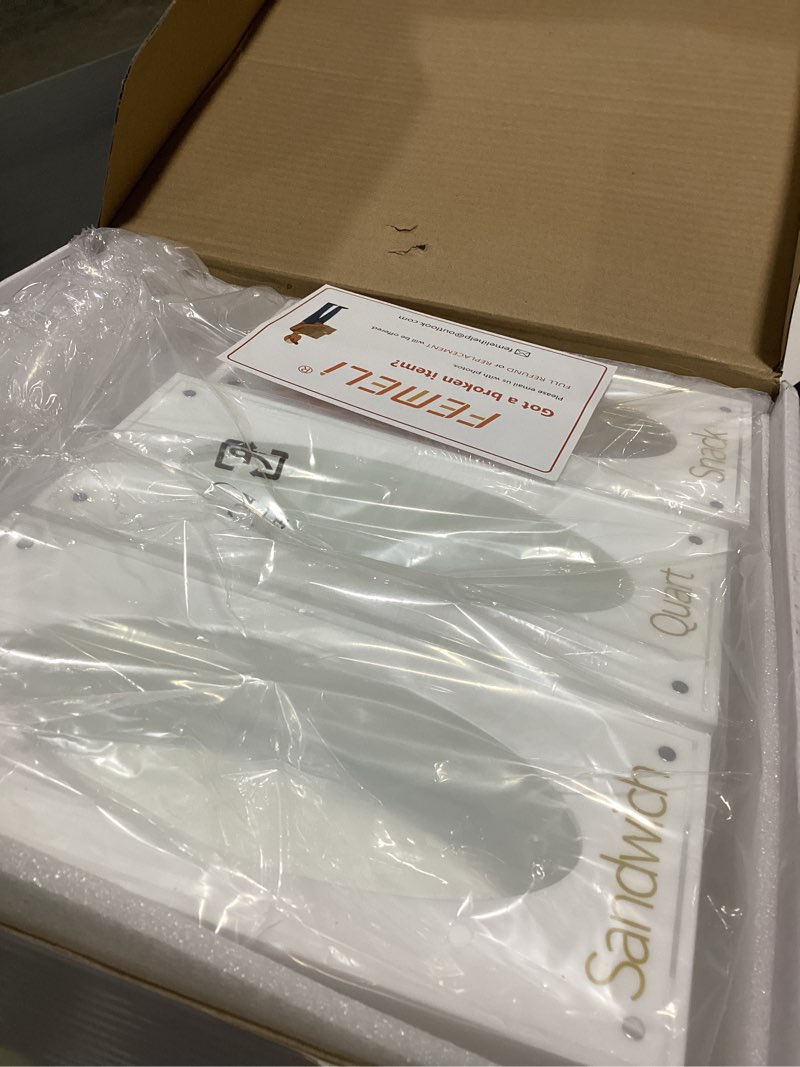 Condition photo showing Good Condition for FEMELI Food Bag Storage Organizer, Acrylic Kitchen Drawer Baggie Box, Compatible with Gallon, Slider Quart, Freezer, Sandwich, Snack, Variety Size Bags, 4 separate Pack(Clear) 4 count-clear