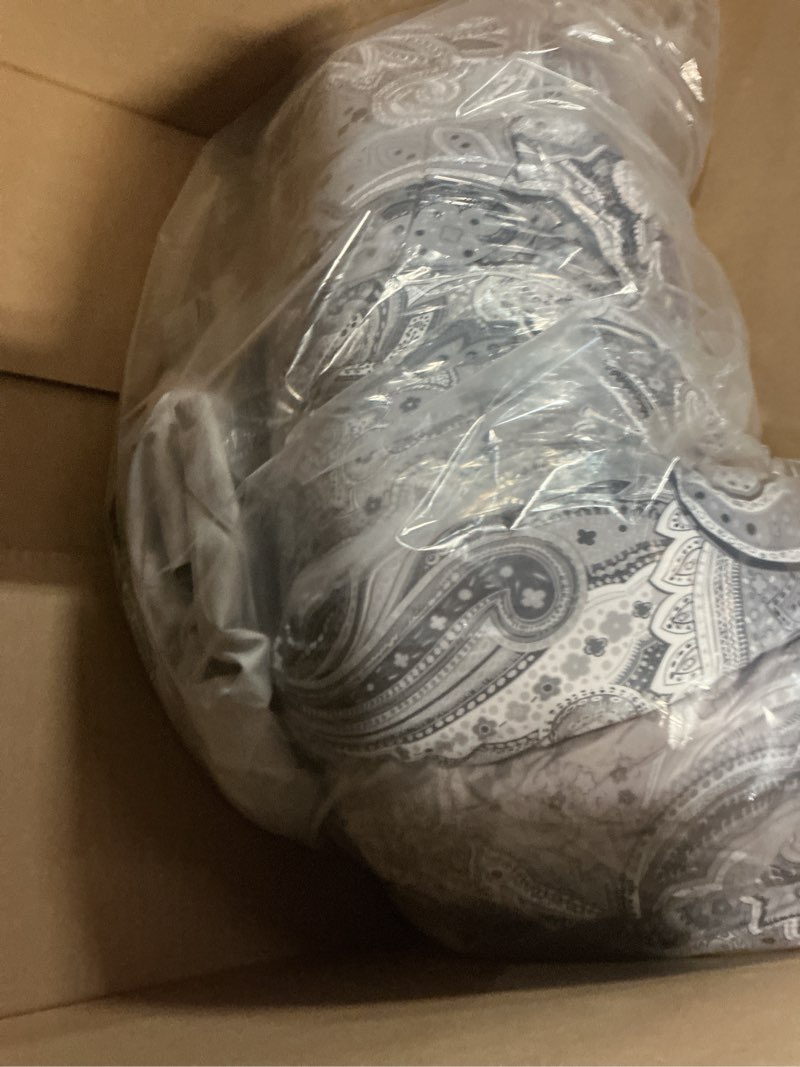 Condition photo showing Good Condition for djy grey paisley comforter set queen, 7 piece boho paisley dark gray bed in a bag comforter set, soft microfiber complete bedding set for all season (90''x90) dark grey queen