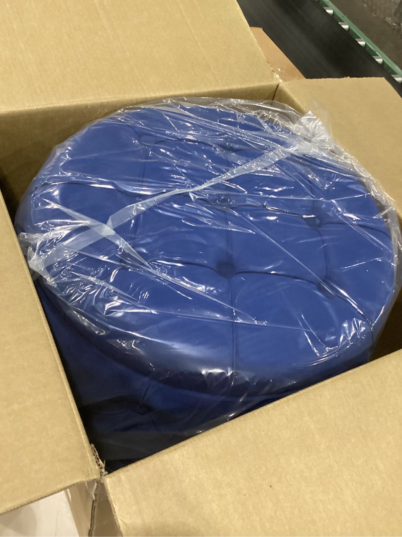 Condition photo showing Good Condition for adeco round velvet storage ottoman multi-function vanity footstool navy