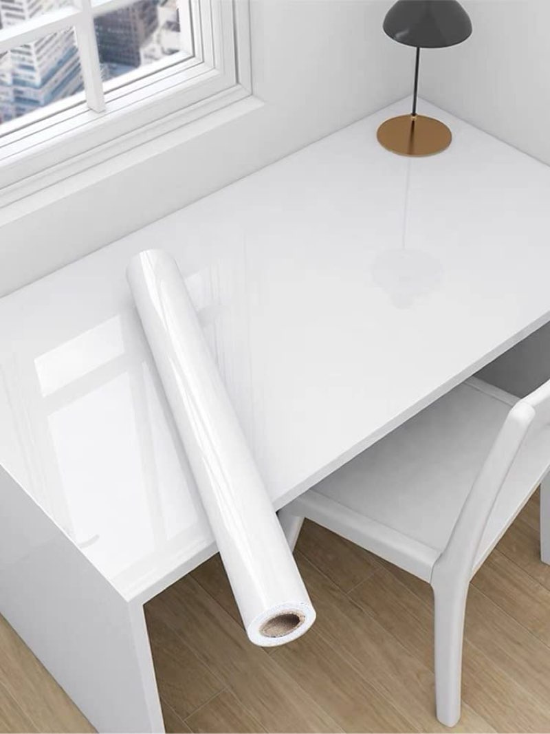 Glossy White Wallpaper peel and Stick Wallpaper Shiny Self Adhesive Removable Wall paper, 23.6" X 19