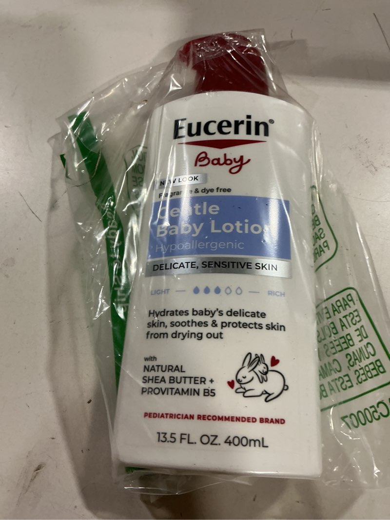 Condition photo showing New/Like New for eucerin baby body lotion, hypoallergenic and fragrance free baby lotion with pro-vitamin b5 and shea butter, 13.5 fl oz bottle