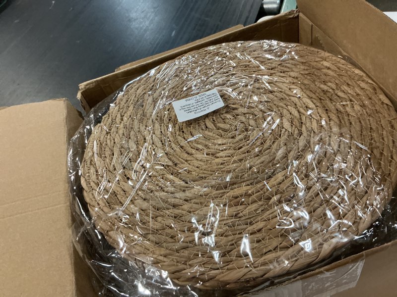 Condition photo showing Good Condition for elcoho 20 pieces round woven placemats 12 inch boho rattan placemats farmhouse braided place mats wo