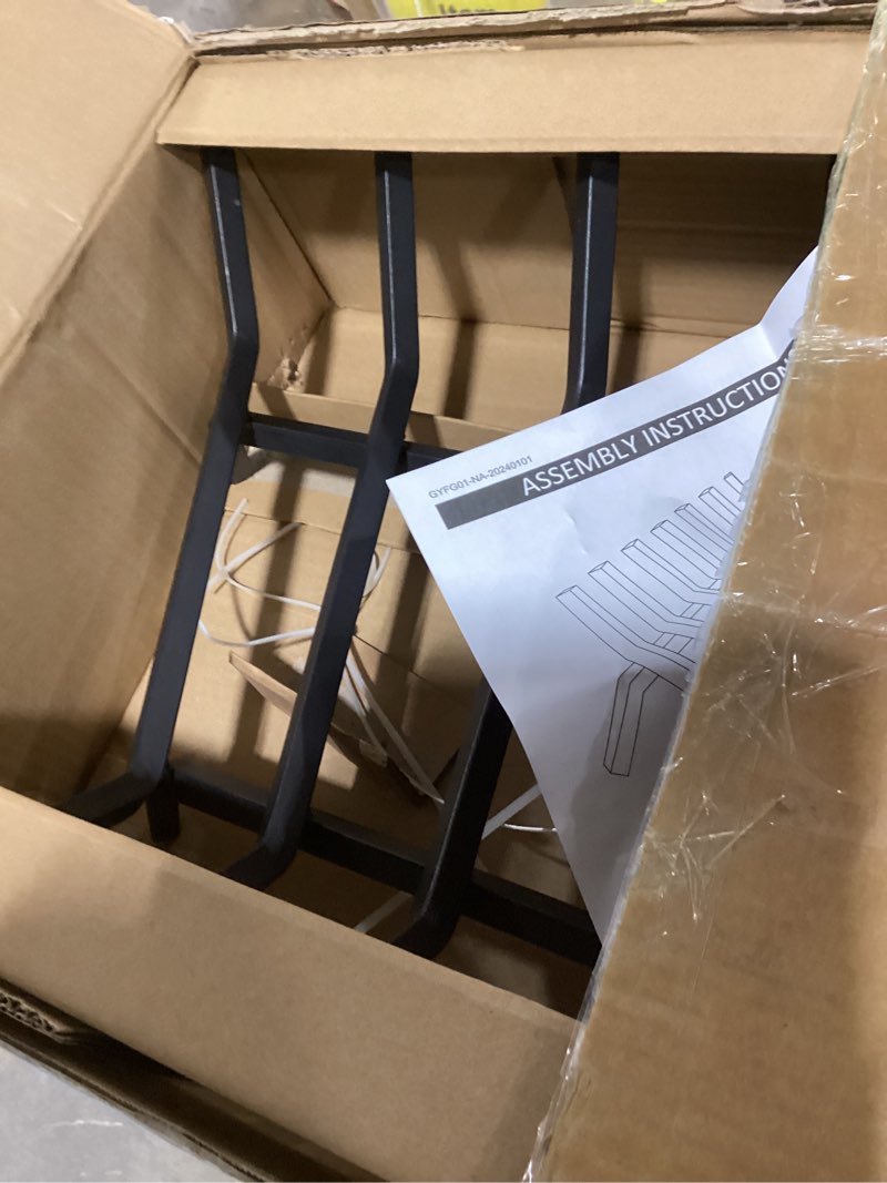 Condition photo showing Good Condition for Fireplace Grate 24 Inch, Fireplace Grates Heavy Duty Cast Iron Solid Steel 7 Bars Fire Pit Grate with 6 Support Legs, Fireplace Log Grate Outdoor Indoor Wrought Iron Wood Burning Rack