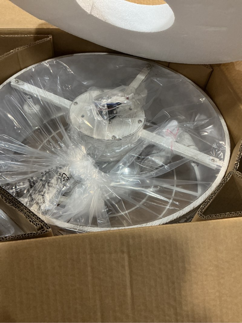 Condition photo showing Good Condition for Phrylix White Fandelier Ceiling Fan with Light, 20" Caged White Chandelier Ceiling Fans with Lights Remote Control, Fabric Mid-Century Modern with 6 Speeds for Bedroom, Nursery, Living Room.