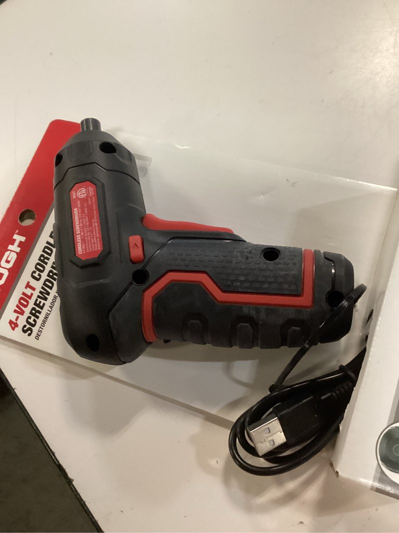Condition photo showing As Is for hyper tough 4-volt max lithium-ion cordless rotating screwdriver -6047- free s&h