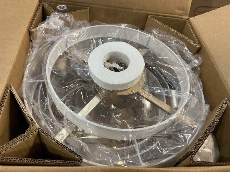 Condition photo showing Good Condition for 20" boho fandelier ceiling fan with light, caged gold fandelier ceiling fans with lights remote control with 6 speeds for bedroom, nursery, living room white boho