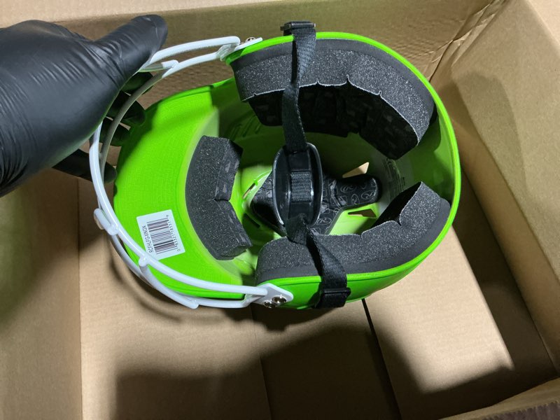 Condition photo showing Good Condition for Rawlings | COOLFLO Batting Helmet with Facemask | Fastpitch Softball | One Size Fits Most (6 1/2” – 7 1/2”) Matte Neon Green 6.5" - 7.5" | One Size