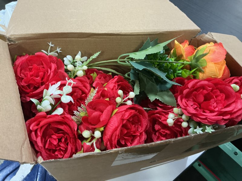 Condition photo showing Good Condition for geosar 16 bundles artificial peonies flowers fake silk peony bouquet faux peonies flowers bulk for decoration vase floral arrangements wedding party table (orange,dark red) orange, dark red 16