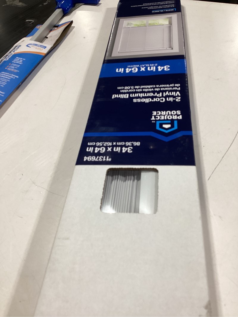  project source premium 2-in slat width 34-in x 64-in cordless white vinyl room darkening