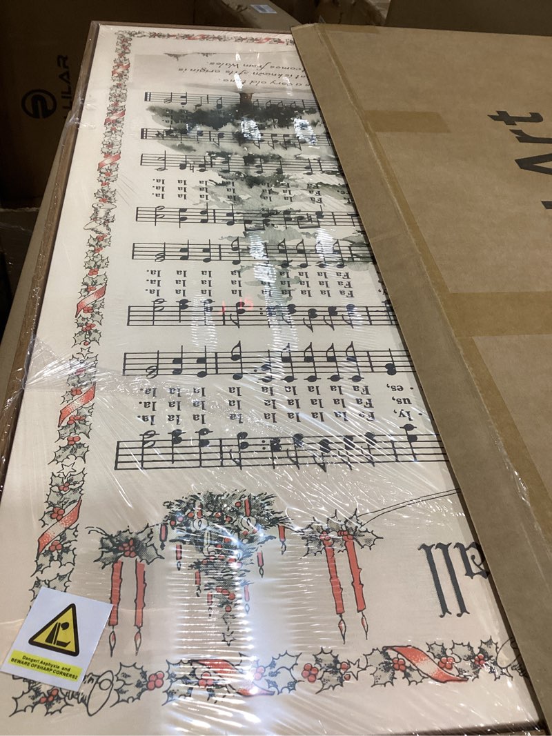 Condition photo showing Good Condition for framed music wall art, neutral vintage sheet music canvas prints artwork for walls, rustic tree picture for hallway entryway bedroom dining room office living room wall decor, 24x36 in 36"l x 24"w beige