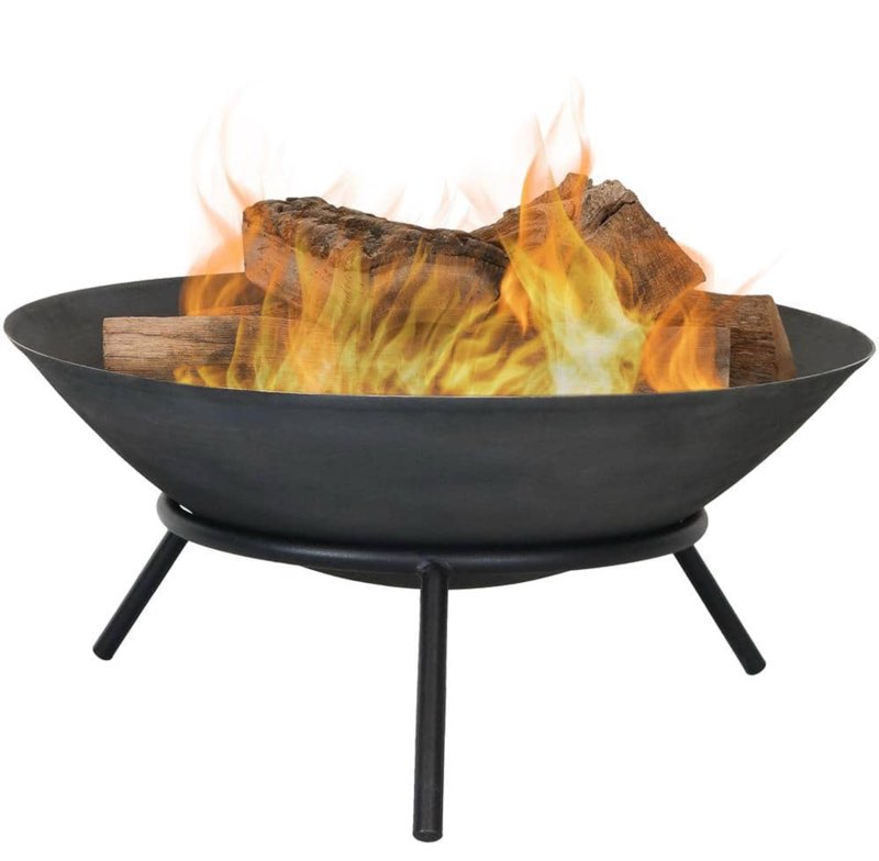 Sunnydaze 22  Round Wood-Burning Black Finish Cast Iron Raised Fire Pit Bowl with Stand