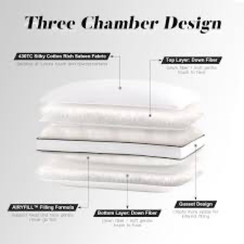Deodar Goose Feather Down Pillows King Bed Pillow 2 Pack - Made in USA -100% Cotton Hotel Gusseted S