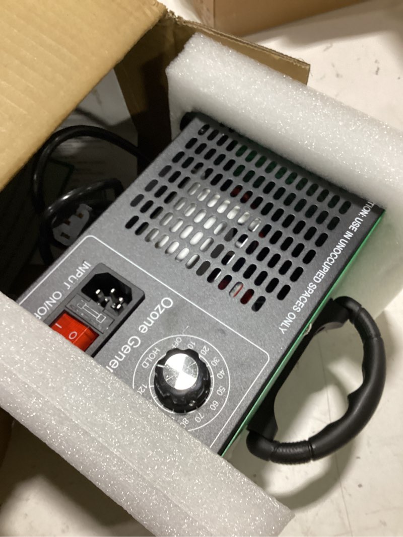 Condition photo showing Good Condition for ozone generator 45,000mg/h, home/industrial o3 car deodorizer. ozone machine air ionizer ozone odor eliminator for strong odor. odor eliminator for home, car, pet. room deodorizer for 2500 sq ft.