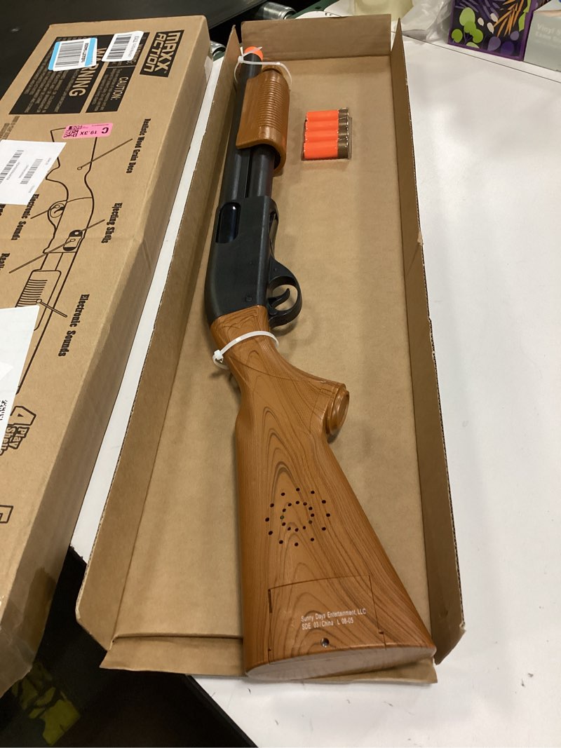 Condition photo showing Good Condition for Sunny Days Entertainment Pump Action Blaster – with Realistic Sounds and Ejecting Play Shells | Hunting Role Play Toy | Cowboy Costume for Kids – Maxx Action, Wood Grain Wood Grain Blaster