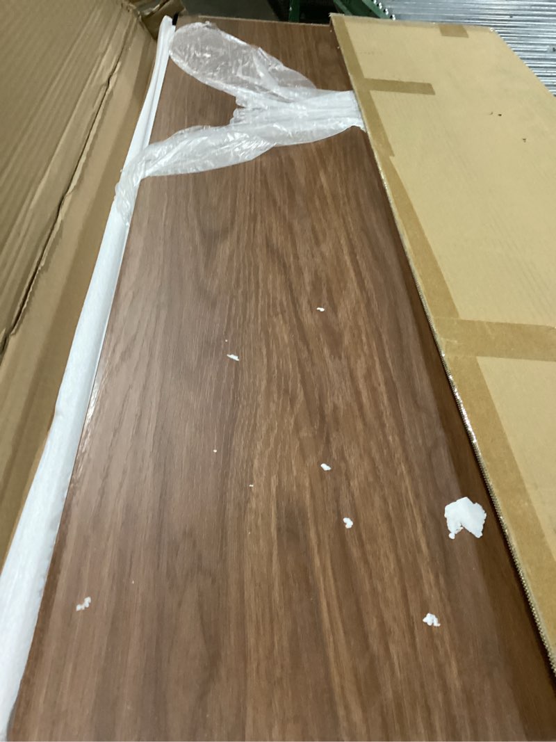 Condition photo showing New/Like New for Frylr Small Folding Computer Desk – Portable 43.3 Inch Foldable Laptop Table, Collapsible and Compact for Easy and Fast Setup, Lightweight for Small Spaces, Home Craft and Study Use, Dark Walnut 43.3 x 19.7 Inch NO Power Outlets Dark Walnut