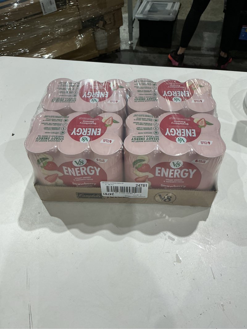 Condition photo showing New/Like New for v8 energy strawberry banana juice energy drink, 8 fl oz can (24 pack) strawberry banana pack of 24 (8 fl oz)