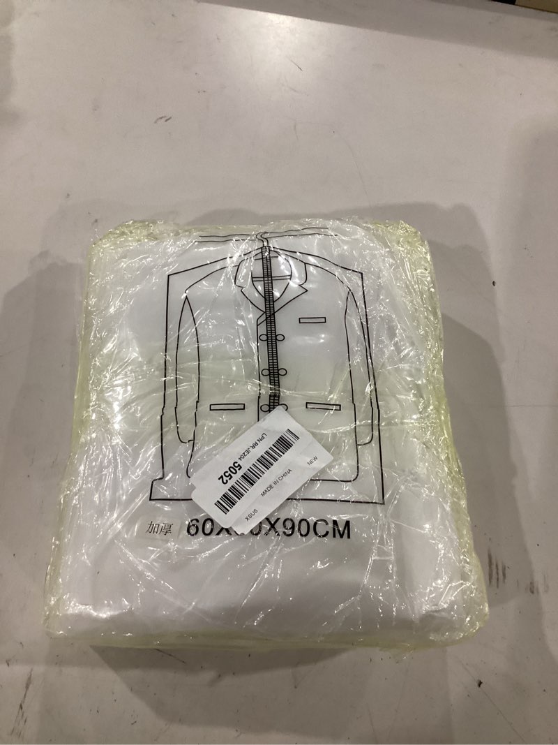 Condition photo showing Good Condition for liuoud 22” gusseted garment bags for hanging clothes, all clear clothes cover for closet storage, wardrobe coat protector for suit, shirt dress, bottom enclosed, 2 pack, 40” long 40 inch ethylene vinyl acetate