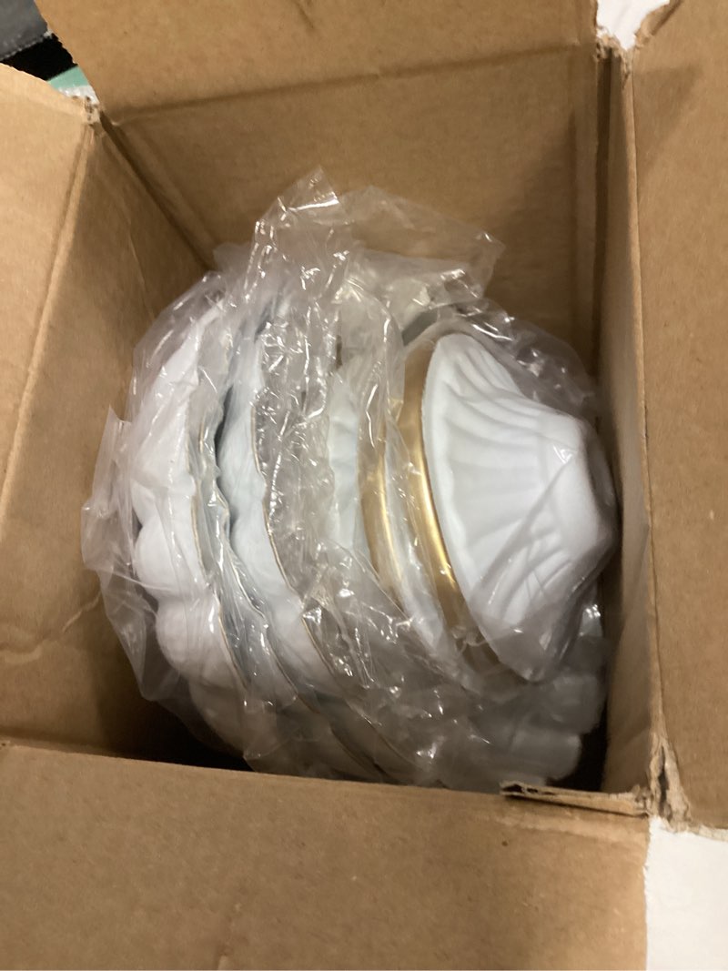 Condition photo showing Good Condition for 4 pcs metal compote bowl for centerpiece flower holder small compote vase decorative indoor outdoor flowers fruits plant for valentine's day wedding home party decoration (white) white 4