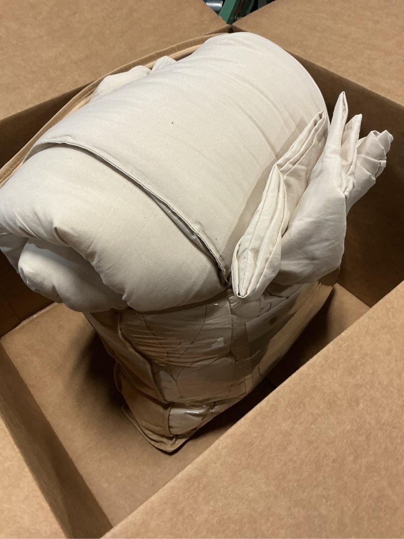 Condition photo showing As Is for ROSGONIA Comforter Full Size for Girls Boys Teens Beige, 3pcs (1 Boho Comforter & 2 Pillowcases), Lightweight Dorm Bedding Soft All Season Bed Set Full Comforter 79"x90" Beige