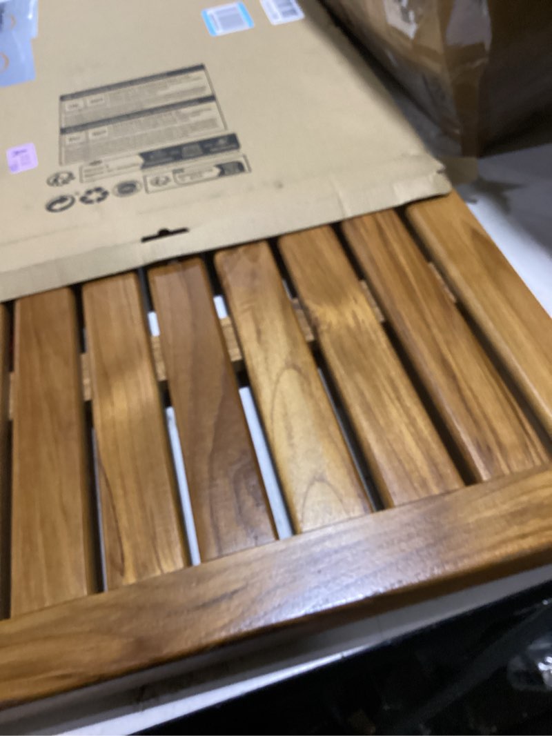 Condition photo showing As Is for utoplike (24"x18") teak wood bath mat, shower mats for bathroom, large for spa home or outdoor 24" x 18" (rectangular)