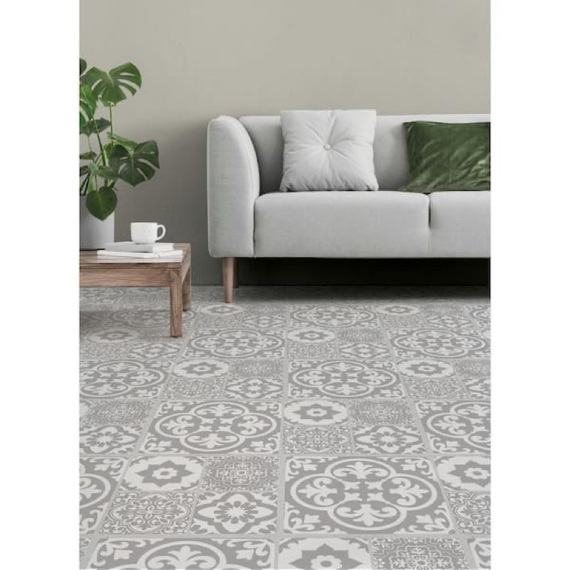 12 in. x 24 in.x.06in Valencia Grey Luxury Vinyl Plank Flooring Waterproof Peel and Stick Floor Tiles ( 6-Tile, ) 