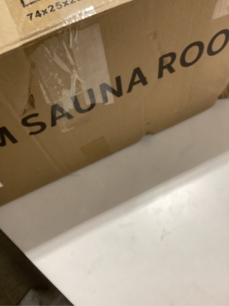 Condition photo showing New/Like New for Upgraded Sauna Box for Relaxation, Detoxification, Portable Sauna for Home with Steamer, Remote Control, Folding Chair, 9 Levels, 2.6’ x 2.6’ x 5.9’ Black