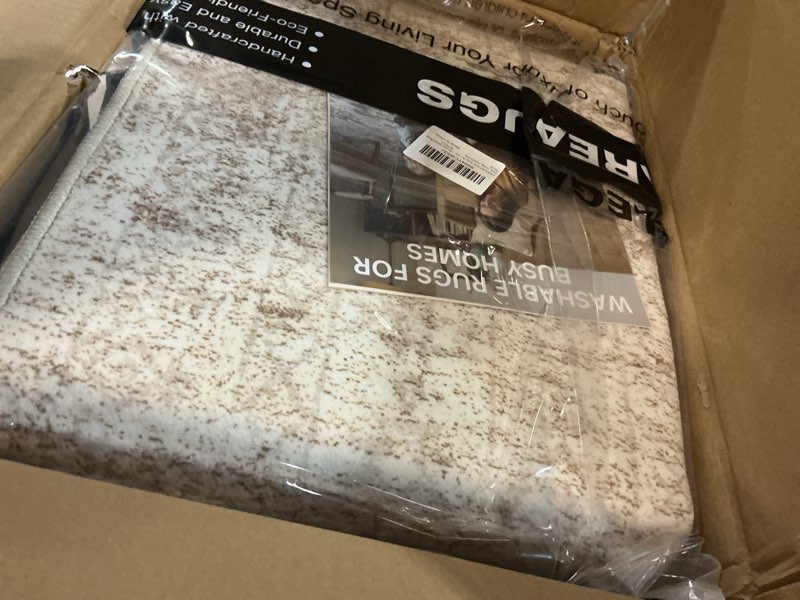 Condition photo showing New/Like New for uermei 6x8 area rug living room rugs - washable neutral modern abstract soft thin rug indoor floor no slip rug carpet for bedroom under dining table home office decor - brown/grey/red brown/grey/red 6' x 8' (rectangular)