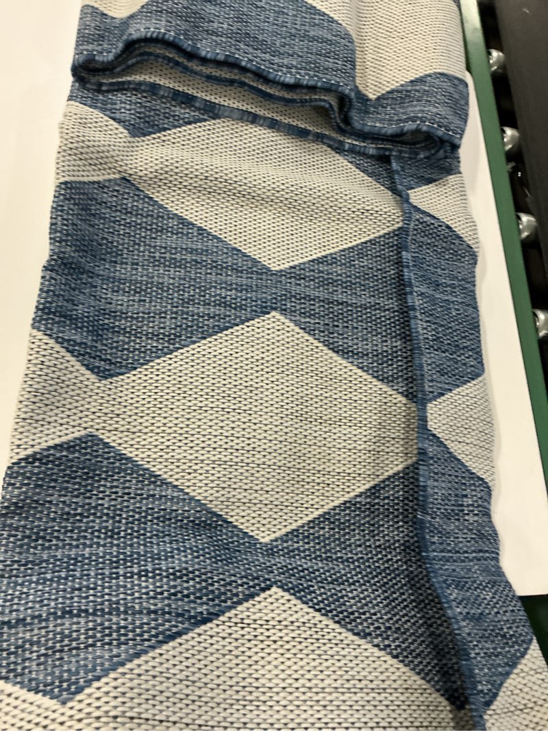 Condition photo showing Good Condition for Nourison Home Positano Indoor/Outdoor Navy Blue 5' x 7' Area Rug, Easy Cleaning, Non Shedding, Bed Room, Living Room, Dining Room, Backyard, Deck, Patio (5x7) Navy Blue 5' x 7' (Rectangular)