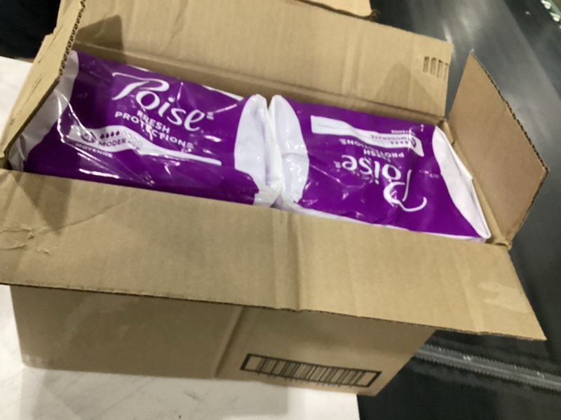 Condition photo showing New/Like New for poise incontinence & postpartum pads for bladder leaks, 4 drop moderate absorbency, regular length, 132 count, packaging may vary regular 132