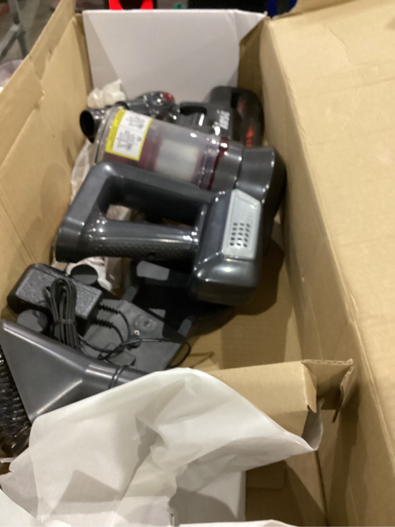 Condition photo showing As Is for dyson v8 cordless vacuum, cleans hard floors and carpets, detangles, converts to handheld, 115aw, 2 power modes, up to 40 minutes¹