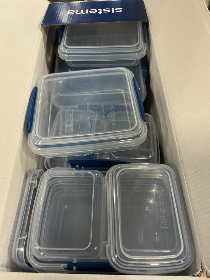 Condition photo showing New/Like New for Sistema 32-Piece Food Storage Container Set | BPA-Free Plastic Containers with Compartments & Easy-Locking Clips | Stackable, Microwave, Dishwasher & Freezer Safe