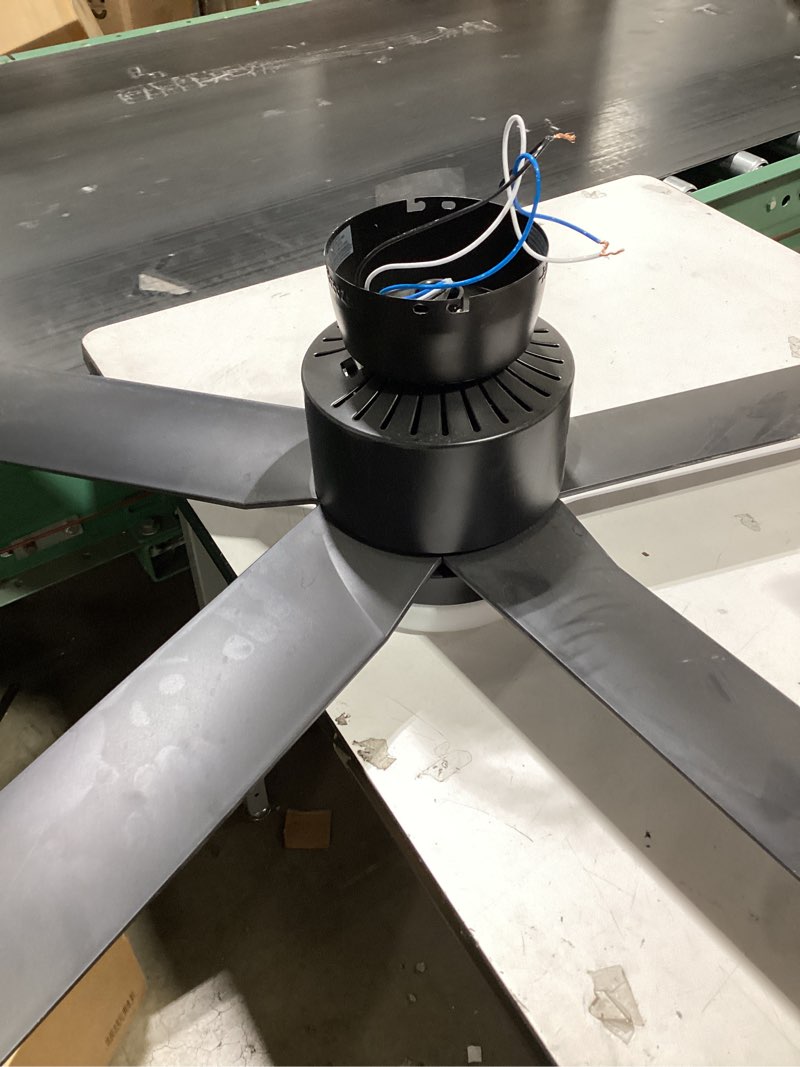 Condition photo showing As Is for Harbor Breeze Reidsport 44-in Matte Black with Matte Black Blades LED Covered Outdoor