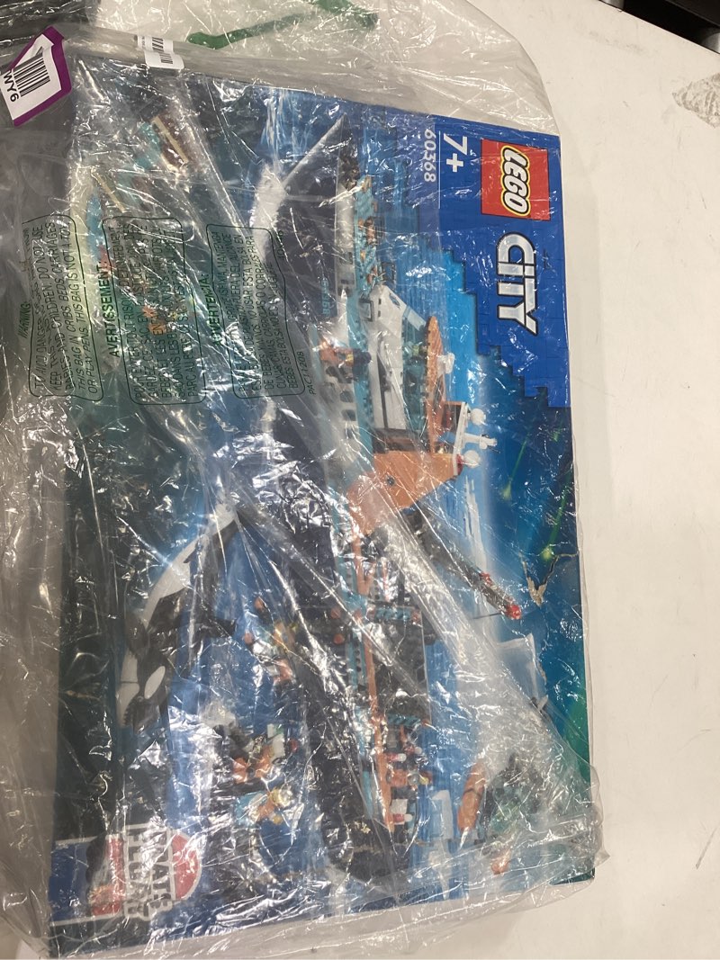 Condition photo showing New/Like New for LEGO City Arctic Explorer Ship 60368 Building Toy Set, Fun Toy Gift for 7 Year Old Boys and Girls, with a Floatable Boat, Helicopter, Dinghy, ROV Sub, Viking Shipwreck, 7 Minifigures and an Orca Standard Packaging