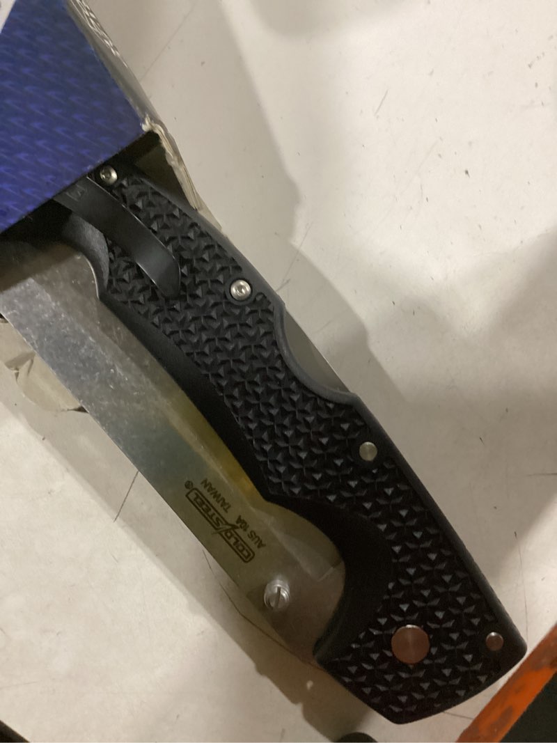 Condition photo showing Good Condition for cold steel xl voyager 5.5" aus10a tanto point razor-sharp blade 6.75" griv-ex handle everyday carry tactical folding knife w/tri-ad lock serrated edge