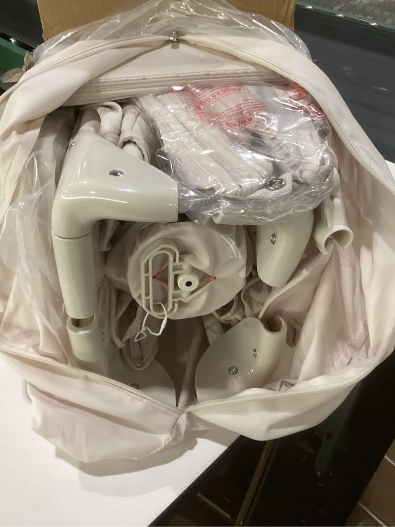 Condition photo showing Good Condition for 4 in 1 baby bassinet, pack and play, bedside crib sleeper, diaper changer - comes with mattress, mosquito net, bottom storage and toy bar for newborn to toddles beige