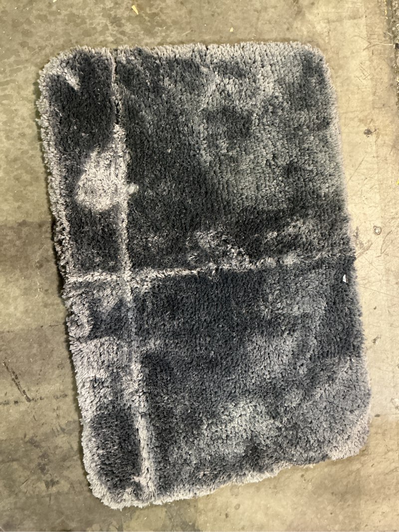 Condition photo showing As Is for finest luxury dark gray 24 in. x 36 in. washable bathroom accent rug