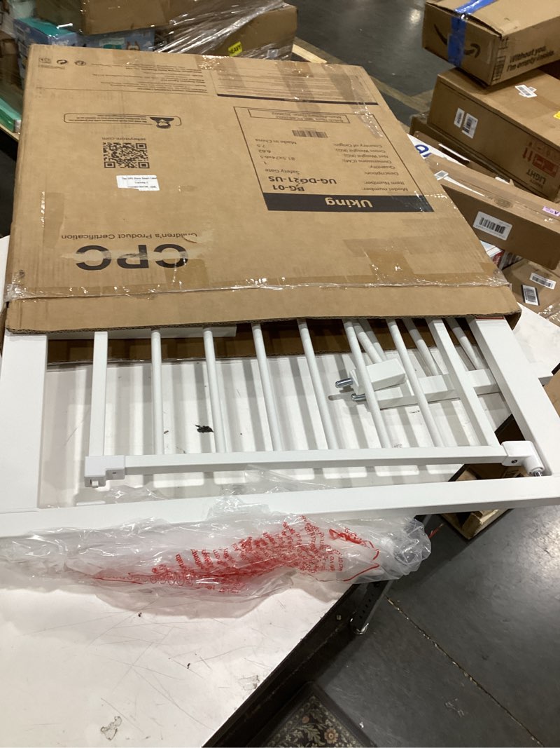 Condition photo showing New/Like New for sekey baby gate for stairs, 30-57" extra wide pressure mounted no drill child gate with dual lock, auto close safety gate for doorways, pet friendly metal gate, white white 30-57"w x 30" h
